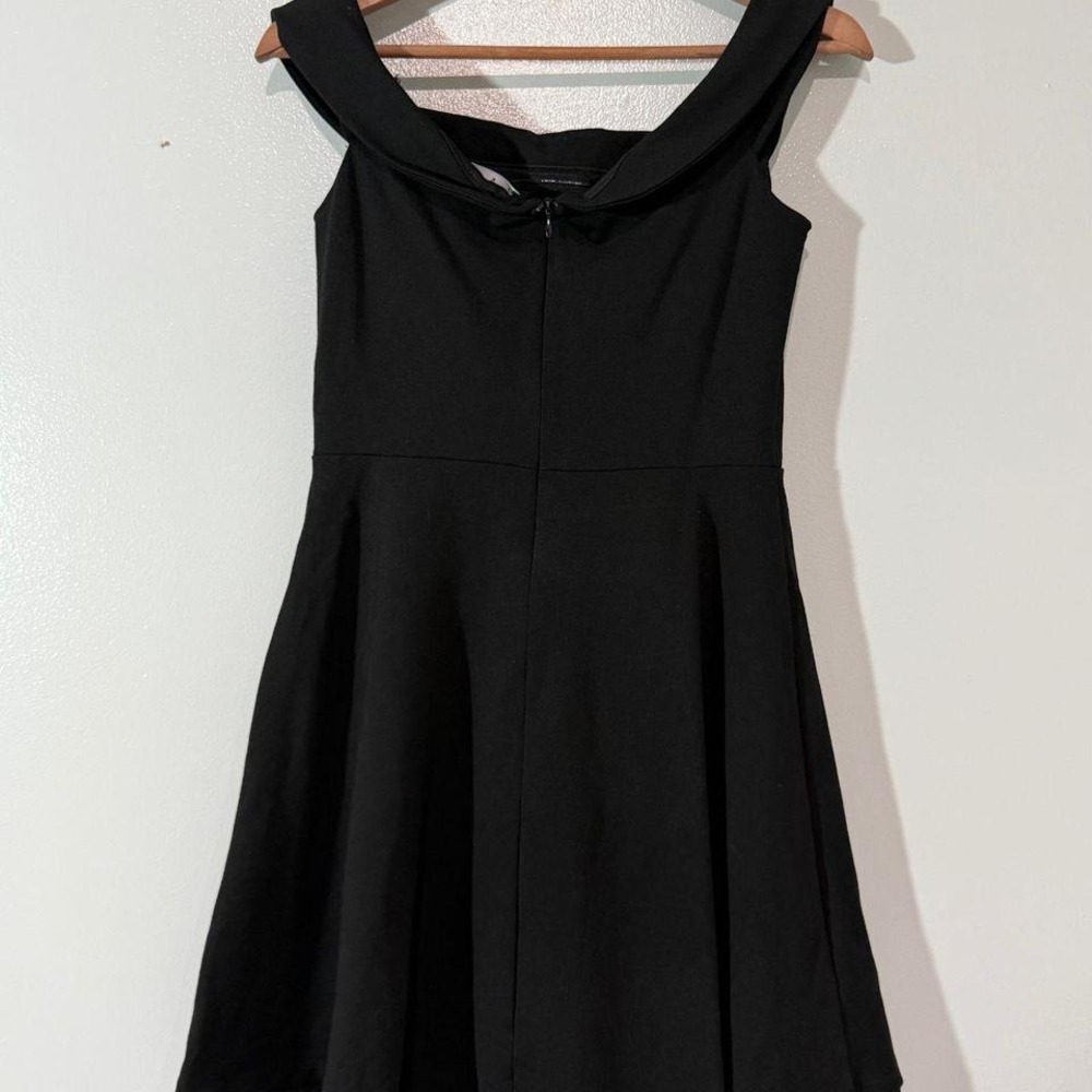Lulus Black Off Shoulder Fit Flare Flip Skirt Ponte Stretch Dress Womens M